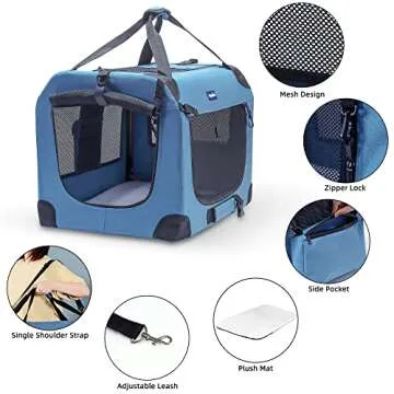 Petprsco Portable Dog Crate with Blanket & Bowl 24x17x17