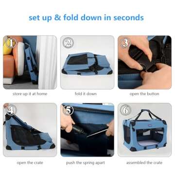 Petprsco Portable Dog Crate with Blanket & Bowl 24x17x17