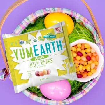 YumEarth Easter Candy Organic Jelly Beans - Spring Fruit Flavors, Gluten Free Snack - Allergy Friendly, Non-GMO, Vegan, No Artificial Flavors or Dyes - Assorted Flavors, 10 Ounce