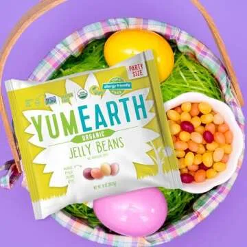 YumEarth Easter Candy Organic Jelly Beans - Spring Fruit Flavors, Gluten Free Snack - Allergy Friendly, Non-GMO, Vegan, No Artificial Flavors or Dyes - Assorted Flavors, 10 Ounce
