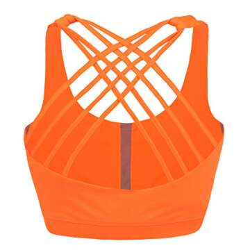 EILYEE Women High Impact Sports Bra Criss Cross Back Padded Bra Workout Fitness Sports Yoga Bras Color Bright Orange Size Small