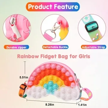 UOYHXQ Rainbow Pop Shoulder Purse for Girls 4-12