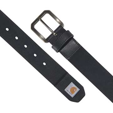 Carhartt Men's Casual Rugged Canvas Duck Belts, W/Antique Brass Buckle and Contrast Curdoroy Backing, Black, 32