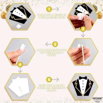 KatchOn, Glitter New Years Photo Booth Props 2025 - Pack of 36 | NYE Photo Booth Props 2025, Happy New Years Decorations 2025 | New Years Eve Photo Booth Props 2025, New Years Eve Party Supplies 2025