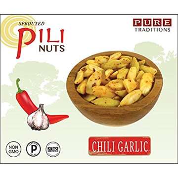 Sprouted Pili Nuts, Chili Garlic, 5 oz, Certified Paleo & Keto