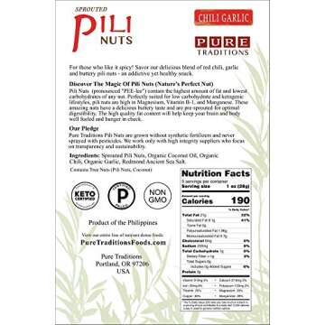 Sprouted Pili Nuts, Chili Garlic, 5 oz, Certified Paleo & Keto