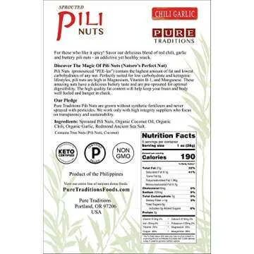Sprouted Pili Nuts, Chili Garlic, 5 oz, Certified Paleo & Keto