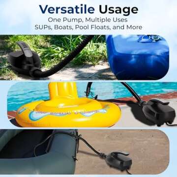 SereneLife Inflatable Paddle Board Pump Compressor - 16PSI High Pressure SUP Inflator - 12V DC Car Connector - Electric Air Pump for Paddle Boards, Boats, Rafts, Pool Toys, Water Sports
