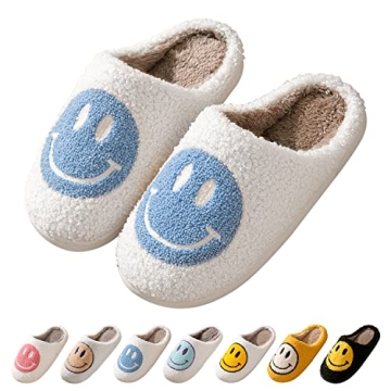 Smile Face Slippers for Women - Retro Soft Plush Warm Slip-on Comfort