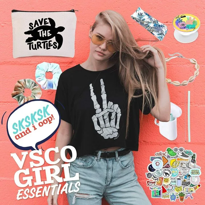 VSCO Girl Accessories Kit with Stickers & Straw