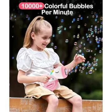 Bubble Machine Gun with Lights Music, Portable 360°Leak Proof Automatic Bubble Maker Machine for Kids Toddler 1-3 4-8 Parties, Bubble Blower Birthday Gift