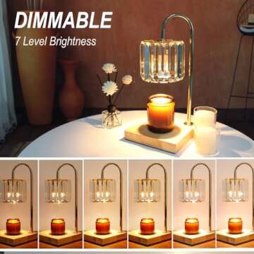 Yuichoy Candle Warmer Lamp with Timer, Dimmable Electric Candle Wamer, Glass Modern Candle Melter Lamp, Birthday Gifts, Clear