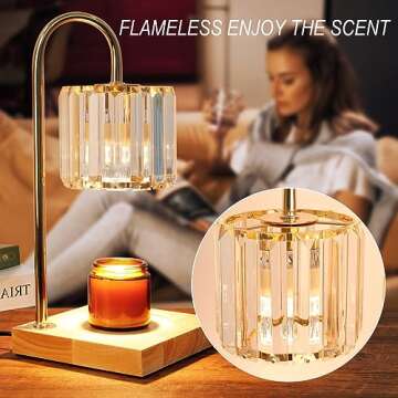Yuichoy Candle Warmer Lamp with Timer, Dimmable Electric Candle Wamer, Glass Modern Candle Melter Lamp, Birthday Gifts, Clear