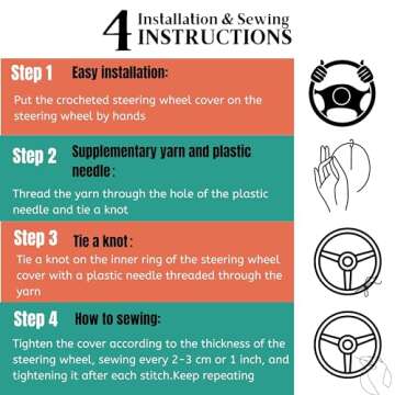 Crochet Steering Wheel Cover Set,Cute Car Steering Wheel Cover Boho 14-15in,Pink Strawberry Granny Square Pattern,Hippie Women Car Accessories (A Wheel Cover)