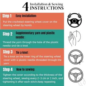 Crochet Steering Wheel Cover Set,Cute Car Steering Wheel Cover Boho 14-15in,Pink Strawberry Granny Square Pattern,Hippie Women Car Accessories (A Wheel Cover)