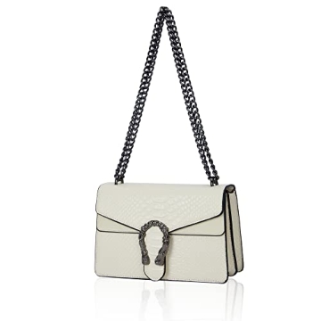 Aiqudou Crossbody Shoulder Square Purse For Women - Fashion Embossed Snake-Print Leather Handbag Met...