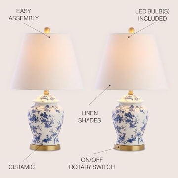 Elegant JONATHAN Y Chinoiserie Table Lamps Set of 2