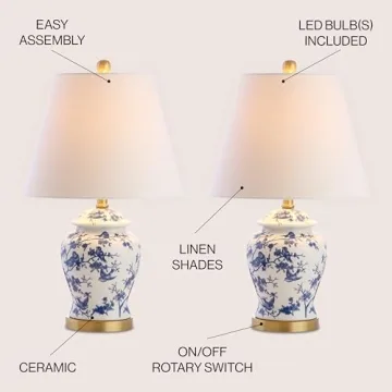 Elegant JONATHAN Y Chinoiserie Table Lamps Set of 2