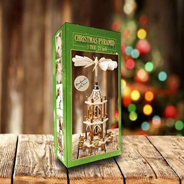 German Christmas Decoration Pyramid - 21 Inches - Wood Nativity Scene Set - Under The Christmas Tree...