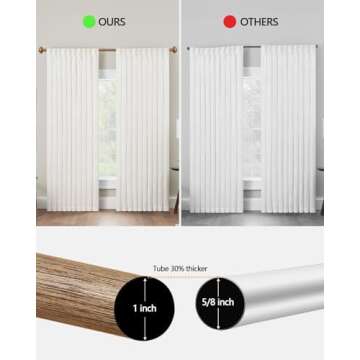 Adjustable Wood Curtain Rods 48-84 Inch Heavy Duty