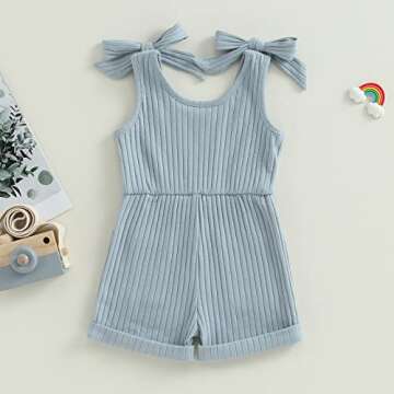 OikMombiu Toddler Baby Girl Sleeveless Jumpsuit - Ribbed Cotton One-Piece Summer Romper for Baby Gir...