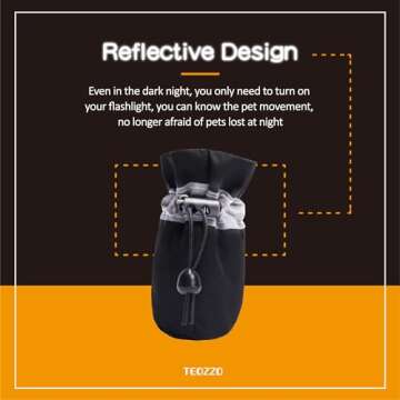 TEOZZO Dog Shoes Dog Boots & Paw Protector, Anti-Slip Sole Winter Dog Booties with Reflective Straps Dog Snow Boots for Small Medium Dogs 4PCS Black 3