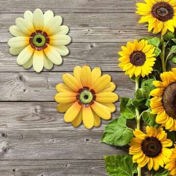 YEAHOME Sunflower Decor 2PCS 10" Metal Flower Wall Decor, Wall Art Decorations Sunflower Kitchen Yar...