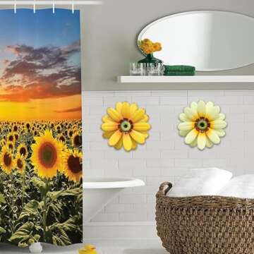 YEAHOME Sunflower Decor 2PCS 10" Metal Flower Wall Decor, Wall Art Decorations Sunflower Kitchen Yard Garden Decor Hanging for Bathroom, Living Room, Spring Decor Boho Art for Indoor Outdoor