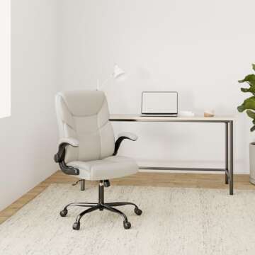 Executive Office Chair – Ergonomic Adjustable Computer Desk Chairs with High Back Flip-up Armrests, Swivel Task Chair with Lumbar Support, Bonded Leather