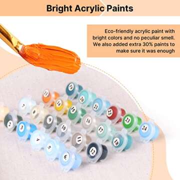 RIHE Paint by Numbers Kits DIY Oil Painting for Adults Kids Beginner - Lakeside Village 16 x 20 inch with Brushes and Acrylic Pigment (without Frame)