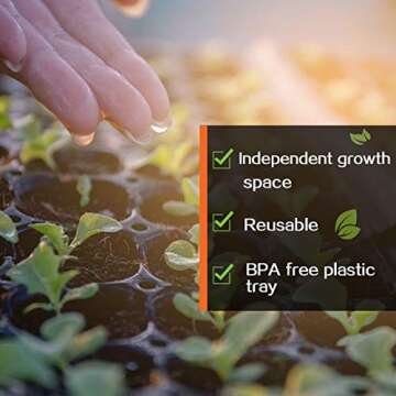 Apipi 10 Pcs 72 Cell Seed Starter Tray - Reusable Seed Growing Starting Tray Fits 1020 Trays, Thick Gardening Germination Trays with Drain Holes for Plant Seeds Propagation, 720 Cells Total