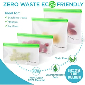 Eco-Friendly Reusable Storage Bags - 8 Pack for Food & Snacks