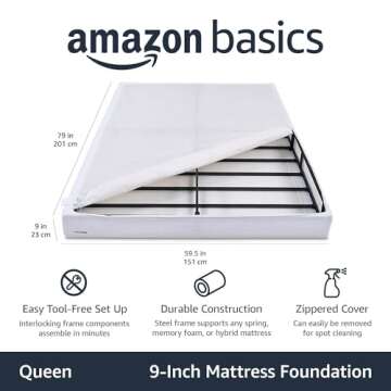 Amazon Basics Smart Box Spring, 9 Inch, Queen Size