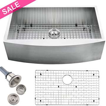 33-inch Farmhouse Apron Sink in Brushed Nickel Finish