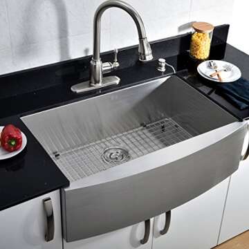 33-inch Farmhouse Apron Sink in Brushed Nickel Finish