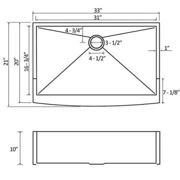 33-inch Farmhouse Apron Sink in Brushed Nickel Finish
