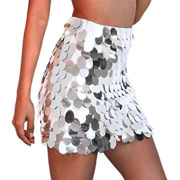 GRAEEN Sequin Dance Skirt Belly Hip Skirt Rave Fringe Skirt Outfits Party Costume Performance Skirt ...