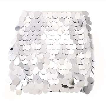 GRAEEN Sequin Dance Skirt Belly Hip Skirt Rave Fringe Skirt Outfits Party Costume Performance Skirt for Women and Girls (Small, A1-Silver)