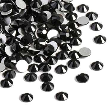 Beadsland 2880pcs Flat Back Crystal Rhinestones Round Gems for Nail Art and Craft Glue Fix,Black,SS4...