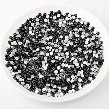 Beadsland 2880pcs Flat Back Crystal Rhinestones Round Gems for Nail Art and Craft Glue Fix,Black,SS4,1.5-1.7mm