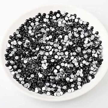 Beadsland 2880pcs Flat Back Crystal Rhinestones Round Gems for Nail Art and Craft Glue Fix,Black,SS4,1.5-1.7mm