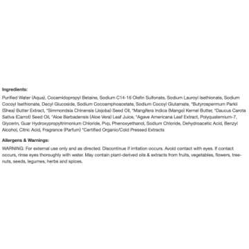 Raw Sugar The Bounce Back Mango Butter + Agave + Carrot Oil Shampoo and Conditioner SET. 18 FL Oz Each Bottle