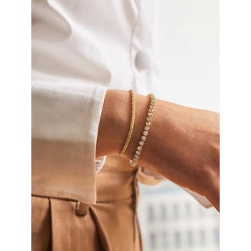 Pearich 14K Gold Tennis Bracelet with Sparkling Cubic Zirconia