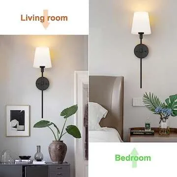 Aipsun Battery Operated Wall Sconce Set of 2, Rechargeable Wall Lights Black Indoor Dimmable Wireless Wall Sconce with Remote 3 Color Temperatures (Bulbs Included)