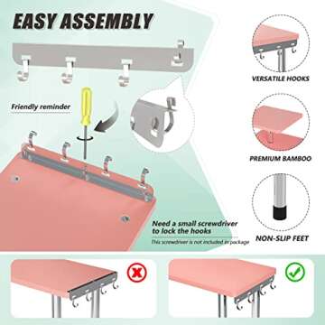ZHWS Bathroom Counter Organizer Corner Shelf – Bathroom Organization Bamboo 3 Tier Spice Rack Makeup Organizer Bookshelf Space Saving Rack Kitchen Office Living Room (Pink)