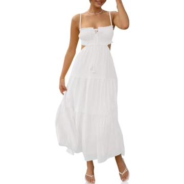 Fisoew Women's Boho Spaghetti Strap Maxi Dress