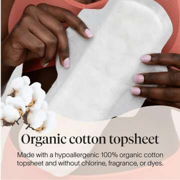 Cora 100% Organic Cotton Topsheet Maxi Pads | Maxi Period Pads with Wings | Maxi Overnight Absorbenc...
