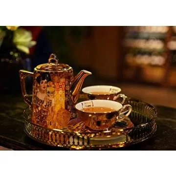 ADOUS HOUSE Metal Mirrored Ornate Decorative Tray Jewelry, Tray 12'' x 2''