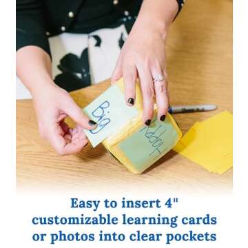 Carson Dellosa Differentiated Instruction Cubes, 3 Large Foam Classroom Pocket Dice with Cards, DIY Foam Picture Blocks with Clear Pockets for Kids, Educational Playing Game Dice, Ages 3 and Up