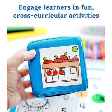 Carson Dellosa Differentiated Instruction Cubes, 3 Large Foam Classroom Pocket Dice with Cards, DIY Foam Picture Blocks with Clear Pockets for Kids, Educational Playing Game Dice, Ages 3 and Up